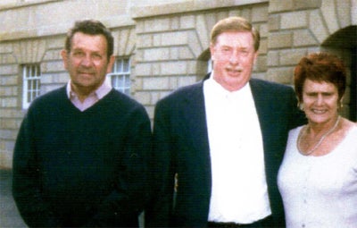 Eddie Thomas, Premier Paul Lennon and Annette Peardon after the successful passage of Tasmanian compensation bill. 