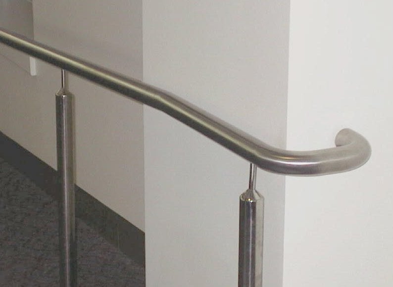 Handrail has end turned to avoid sharp impacts