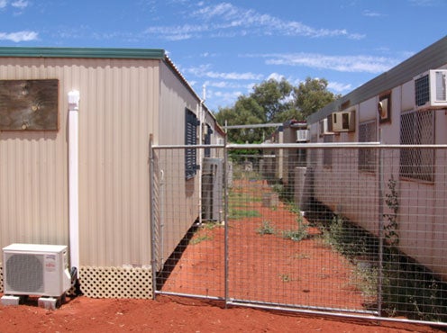 Rear of accommodation blocks, Leonora immigration detention facility