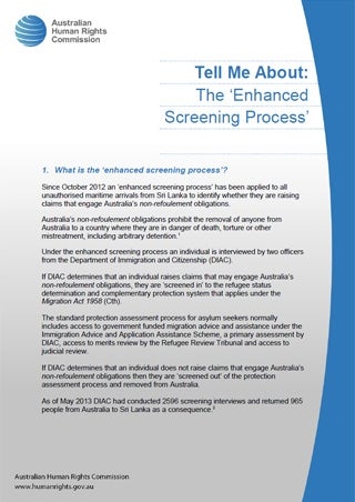 Cover - Tell Me About: The 'Enhanced Screening Proces'