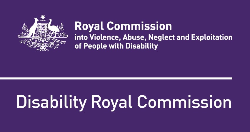 Disability Royal Commission text on purple background