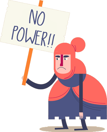 Peasant with sign - No power!!