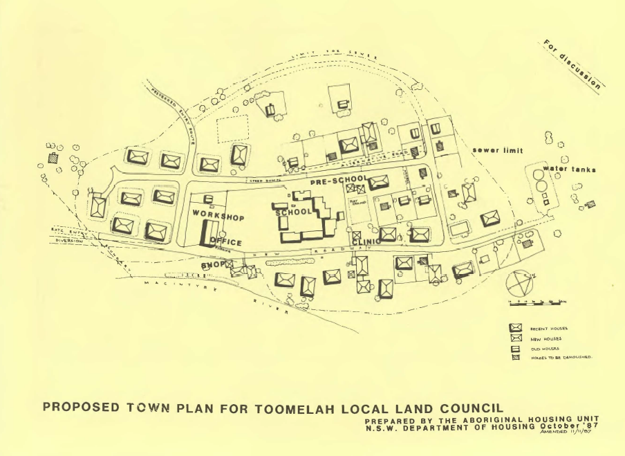 Map of proposed Toomelah Town Plan 1987