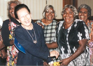 Professor Alice Tay Congratulating the Ngaanyajarra Pitantjatjara Yankunytjatjara (NPY) Women's Council at the 1999 Human Rights Medal and Awards Ceremony