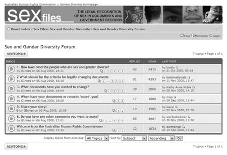 Sex and Gender Diversity Forum web page