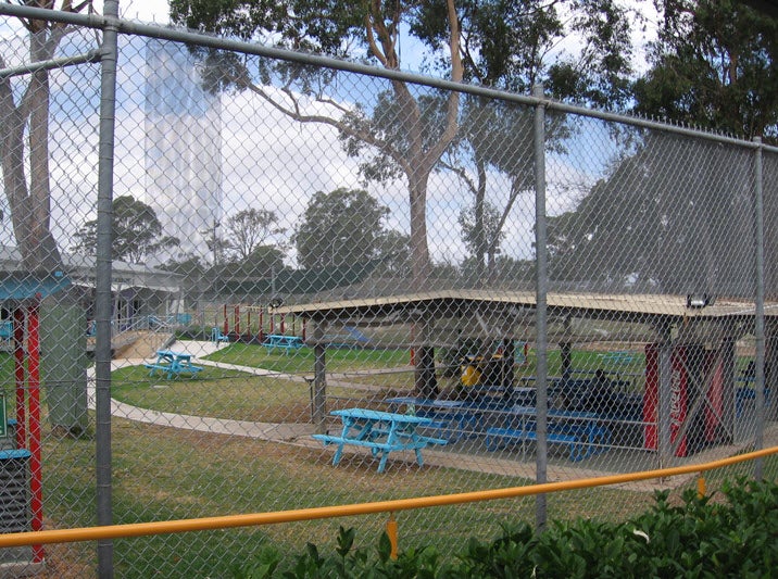 Looking into visitors’ area for Hughes and Fowler compounds, Villawood IDC