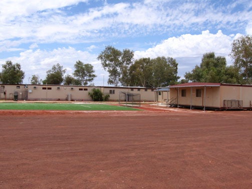 Photo: Soccer pitch, outside fence line of Leonora immigration detention facility