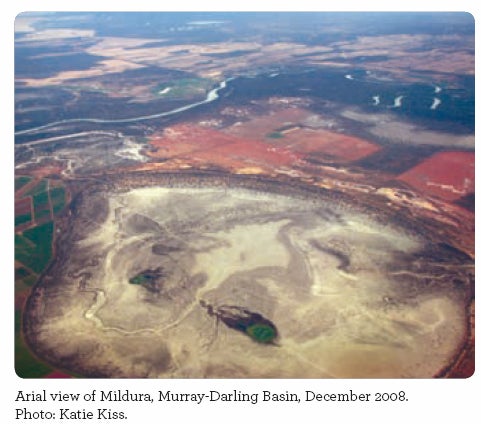 Arial view of Mildura, Murray-Darling Basin, December 2008. Photo: Katie Kiss.