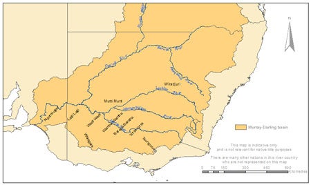 A map of Murray Lower Darling Rivers Indigenous Nations