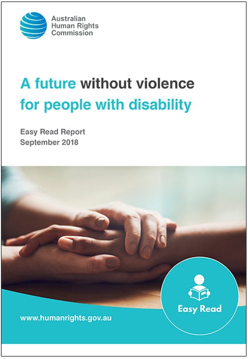 A future without Violence for people with disability. Report cover, featuring a hand holding a hand