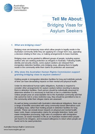 Cover - Tell Me About: Bridging Visas for Asylum Seekers