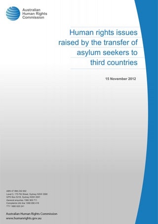 Cover - Human rights issues raised by the transfer of asylum seekers to third countries