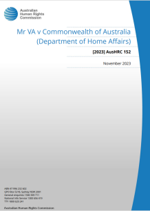 Cover of human rights report, Mr VA v Commonwealth of Australia